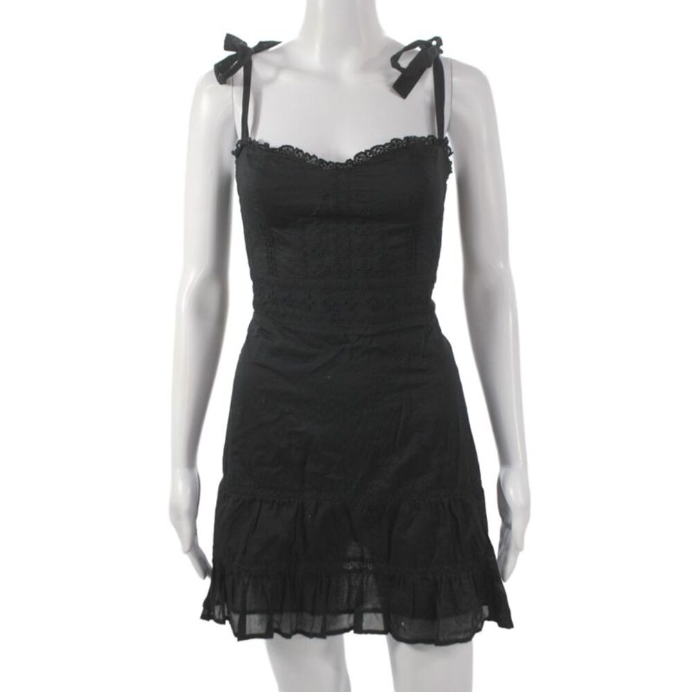 Reformation Womens Black Mini Sundress Tie Viscose Sleeveless Size 2